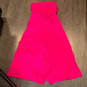 Anthropologie Maeve bright pink jumpsuit